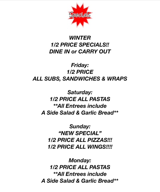 winter specials 3/6 - 3/9